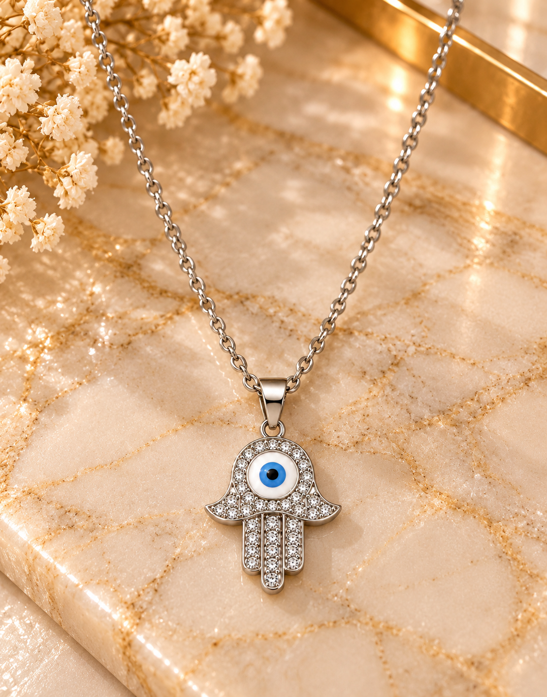 Hamsa Evil Eye Necklace