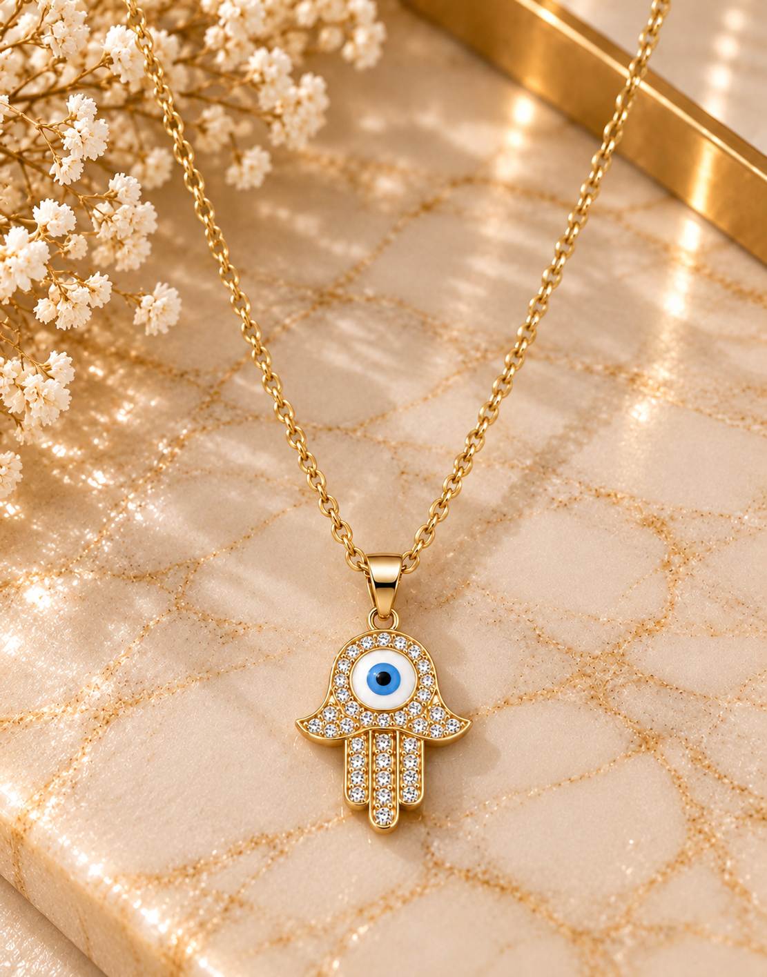 Hamsa Evil Eye Necklace